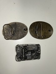 El CID Siskiyou Canadian Club Lot Of 3 Belt Buckles Metal Leather Antelope