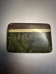 Vintage Wood and Brass Inlay Belt Buckle Mid Century Danish Modern Style