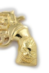 Men Belt Buckle Gold Metal Western Cowboy Pistol Revolver Gun Weapon Skull Head