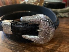 James Reid style XLWage Sterling Silver overlay Belt buckle set 39-41🐊🐂✅