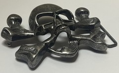 Skull Crossbones Pirate Metal Western Belt Buckle Vintage 1.5” Gothic Metal Head