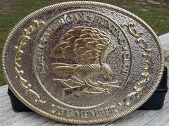 Vtg North American Hunting Club Wings of Gold Brass Belt Buckle Life Member READ