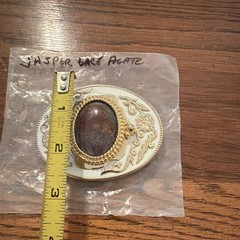 100% Real Jasper Lace Agate belt buckle floral white and gold tone metal buckle