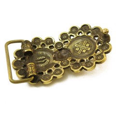 Solid brass belt buckle Double sun, Handmade Pagan solar symbol belt buckle