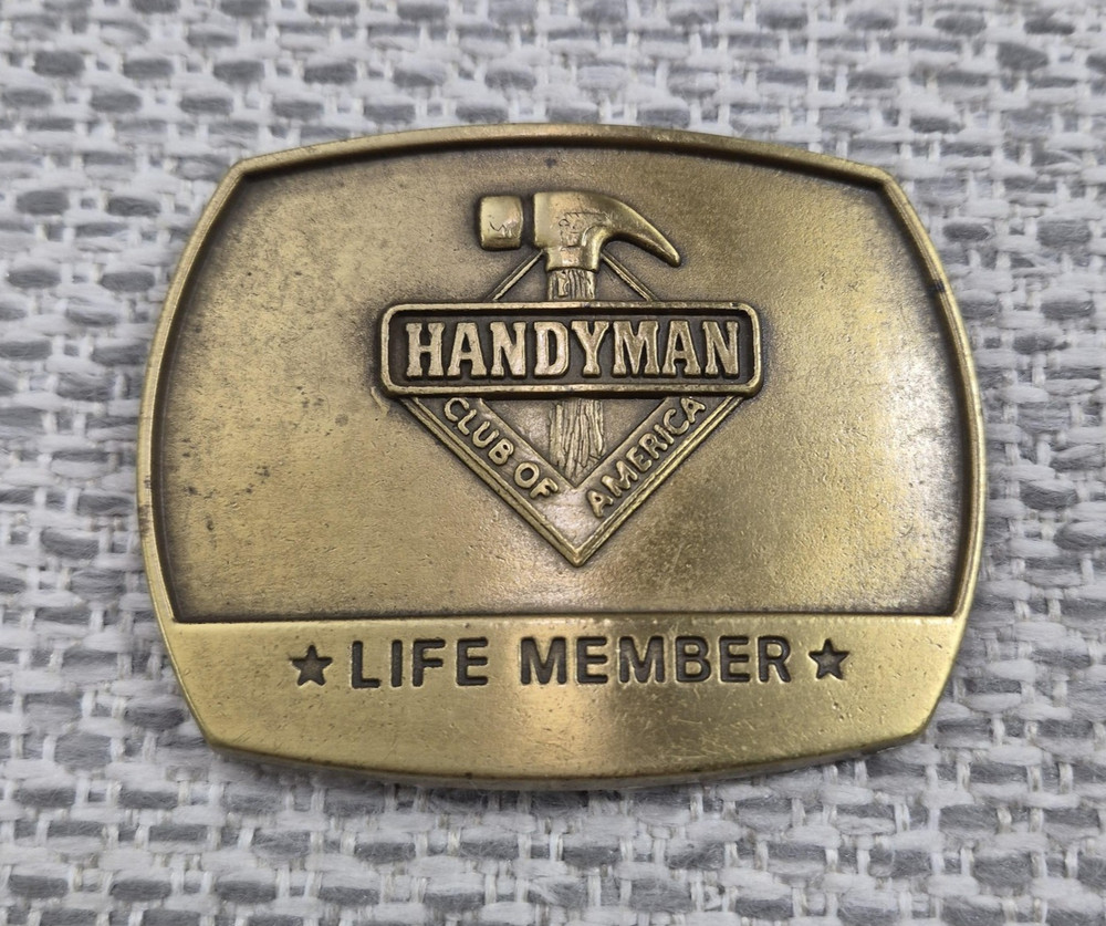 Vintage 1996 Handyman Club Of America Belt Buckle Mens Gold Life Member Western
