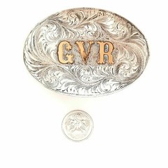 Sterling Silver The Westerner Reno Nevada Belt Buckle GVR Gold Overlay