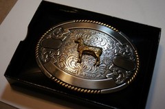 Crumrine Trophy Buckle Oval Gold SHEEP Ribbons Belt Buckle 38678