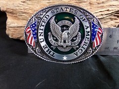 Men&rsquo;s Belt Buckle Patriotic, &lsquo;THE UNITED STATES OF AMERICA&rsquo;, Eagle, 2 U.S. Flags