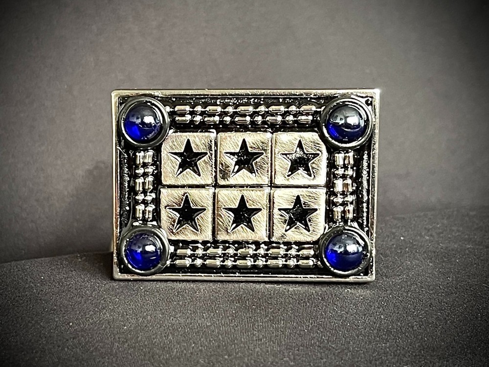 Military Star Grid Belt Buckle Blue Sphere Industrial Art Darren McNeese