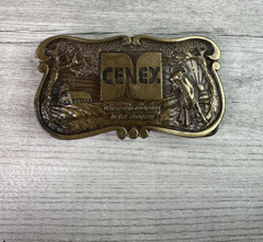 Vintage CENEX Farmers Union Collectible Brass Belt Buckle