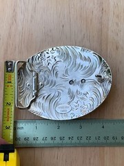 Western Buckle Oval Gold Silver Red Horse Rider Cowboy 2 » Hebillas Vaqueras