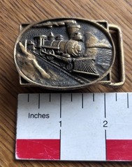 1979 Vintage BTS Solid Brass Steam Engine Locomotive Train Belt Buckle USA Made