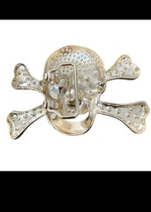 Pirate Skull Head Crossbones with Rhinestone Accent Gothic Punk FL&B Belt Buckle