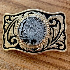 Unique Indian Warrior Skull Hobo Nickel Cut Out Coin Belt Buckle