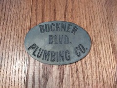 Buckner Blvd Plumbing Co Belt Buckle Vtg Local Dallas Texas Small Business Mem