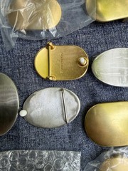 ot of 12 Blank Belt Buckles Solid Brass Stainless Snap Belt Buckle Leather DIY