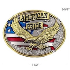 American Pride Full color Belt Buckle USA Flag Eagle Western cowboy Patriot