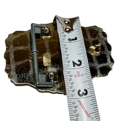 Vintage Western Belt Buckle Banded Agate Stone Gold Tone Cowboy Southwestern