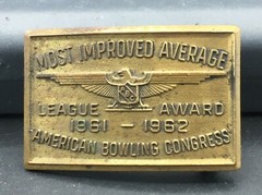 Vintage League Award American Bowling Congress 1961-1962 Men&rsquo;s Small Belt Buckle