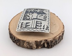 Native American Sterling Silver Belt Buckle Overlay Design Collectible Navajo
