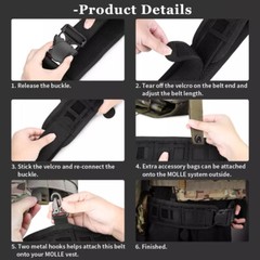Men Tactical Molle Padded Patrol Belt Adjustable Waist Belts Hunting Combat Gear