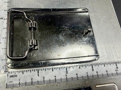 Two Stacked Chevron Shapes? Black Enamel Stripes G Letter Belt Buckle