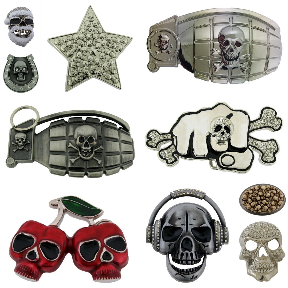 skull skeleton tattoo metal belt buckle halloween party costume gift