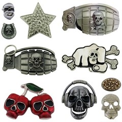 skull skeleton tattoo metal belt buckle halloween party costume gift