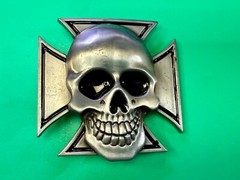 Skull Head Celtic Iron Cross Cutout Gothic Punk Biker 3D Dimensional Belt Buckle