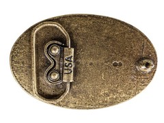 Real Rattlesnake Belt Buckle: Dueling heads in Oval (598-BB402-G6601)