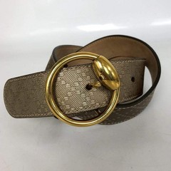Gucci 270813 Diamante Horsebit Buckle Belt Beige