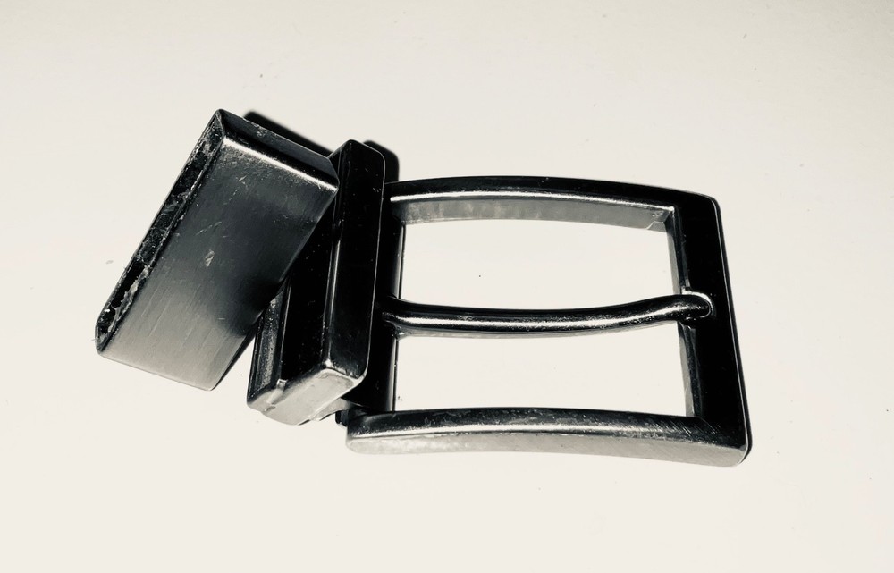 Reversible Belt Buckle Replacement Pin Buckle Rectangular Silver for 1.25” Wide