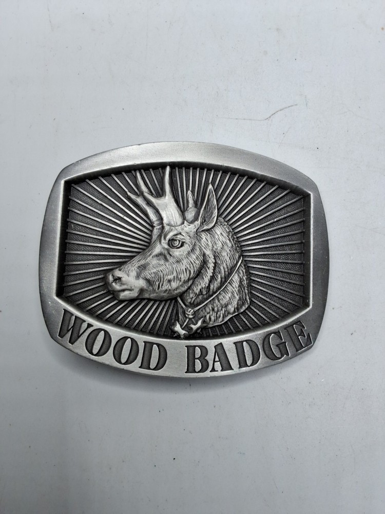 Solid Pewter Wood Badge Men&rsquo;s Belt Buckle