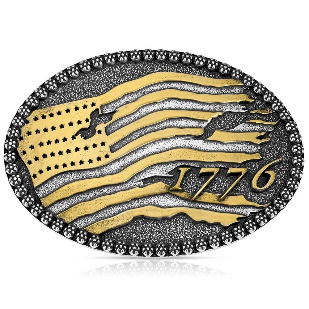Montana Silversmiths Attitude 1776 Birth of a Nation Flag Western Belt Buckle
