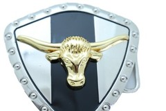 Men Silver Metal Western Belt Buckle Texas Lone Horn Cow Bling Gold Bull Shield