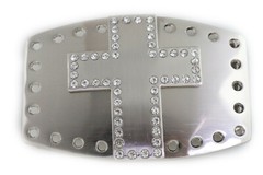 Men Women Silver Metal Rocker Gothic Fashion Buckle Cross Ranch Rodeo Outdoor