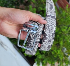 3.8CM Gray 100% Genuine,Real Leather Skin Mens Belt Buckle- Handmade