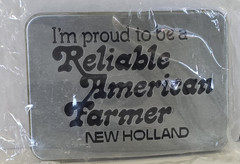 Vintage 1982 New Holland American Farmer Men&rsquo;s Belt Buckle Pewter 3.5 inches