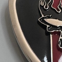 Skull Flames Shield Belt Buckle Silver Tone Red Black Metal
