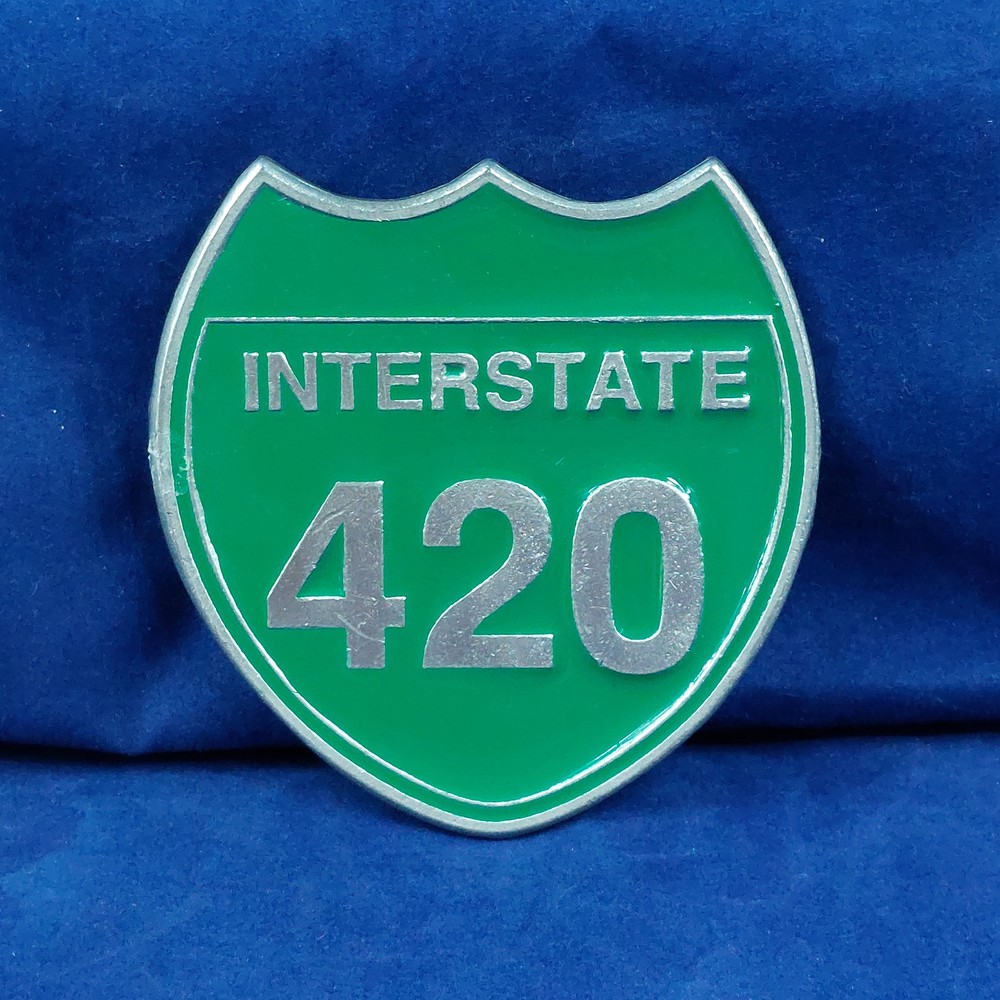 Interstate 420 Cannabis Pot Marijuana Weed Green Belt Buckle