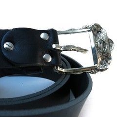 German silver belt buckle « Buds », Petrykivka belt buckle, Pin type belt buckle
