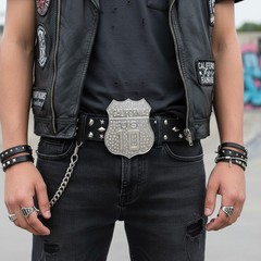 Men Women Silver Rhinestones Metal Belt Buckle California State US 10 Freeway