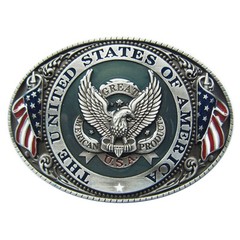 Vintage Style Enamel US Flag Ealge Oval belt buckle also Stock in US