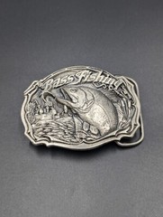 THE GREAT AMERICAN BUCKLE CO. 1987 Bass Fishing Belt Buckle Made in USA 1820