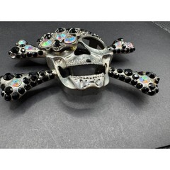 Pirate Skull Head Crossbones with Rhinestone Accent Gothic Punk Belt Buckle