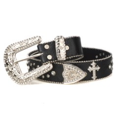 Black Cross Belt Rhinestone Belt Hip Hop Jeans Punk Western Cowboy Cowgirl Belts