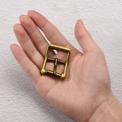 4Pcs 0.87&Prime; Single Prong Belt Buckle Square Center Bar Buckles for Belt, Brass