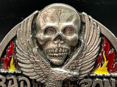 1990s Siskiyou Belt Buckle Bad To The Bone Skull Motorcycle Eagle