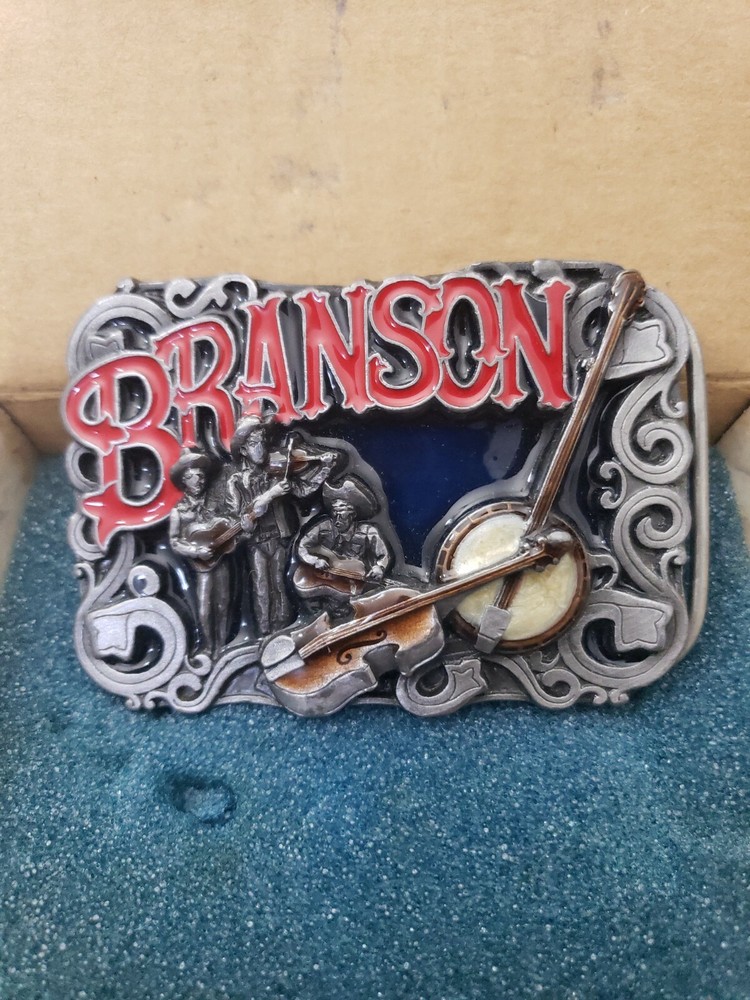 BRANSON MISSOURI Belt Buckle BC-0007~Enamel Banjo Fiddle~Big Cabin Wholesale Gif