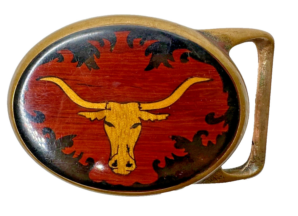 Von West Tech Ether Guild Blank Longhorn Bull Steer 1970s Vintage Belt Buckle
